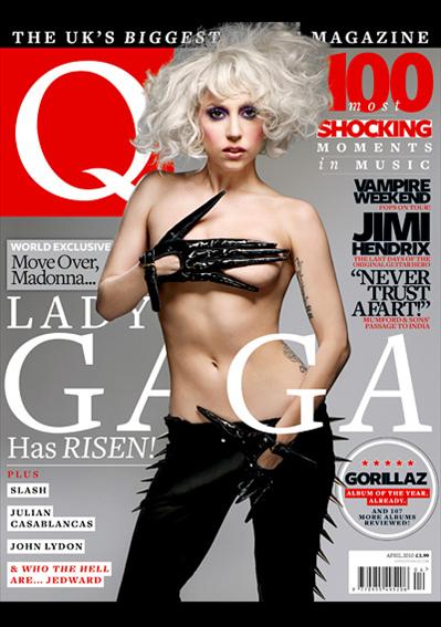 人気歌姫レディーガガ、雑誌『Q』の “最もショッキングな100人” 特集号の表紙を堂々トップレスで飾る。