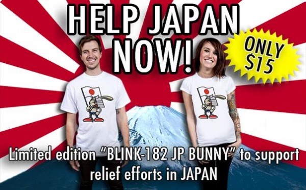 米国の人気パンク・バンド「Blink-182」が、日本の被災地支援Tシャツを販売。画像shop.bompa.comより。