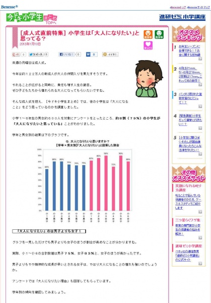 ベネッセのWEBサイト『今ドキ小学生まとめ』にみるリアルな子ども事情。