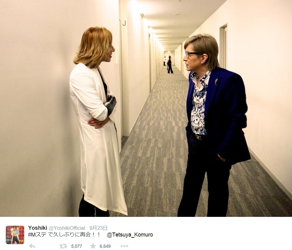 YOSHIKIと小室哲哉（画像は『Yoshiki ツイッター』のスクリーンショット）