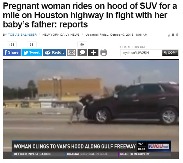 妊娠8か月の女性、運転手の男と大喧嘩（画像はnydailynews.comのスクリーンショット）