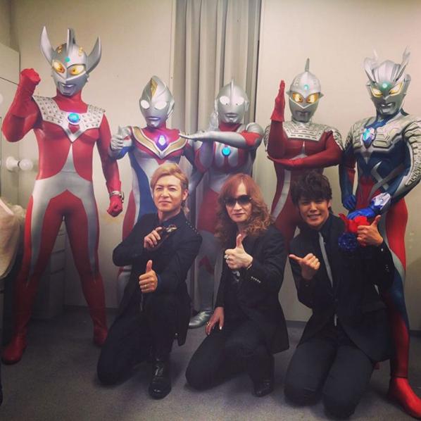 ウルトラヒーローと高見沢俊彦、つるの剛士、宮野真守（画像は『つるの剛士 Instagram』より）