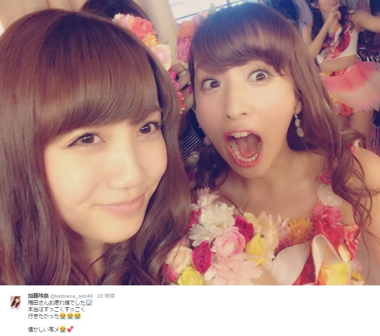 【エンタがビタミン♪】NMB48梅田彩佳の卒コンに行けなかった加藤玲奈　“懐かしい写メ”公開