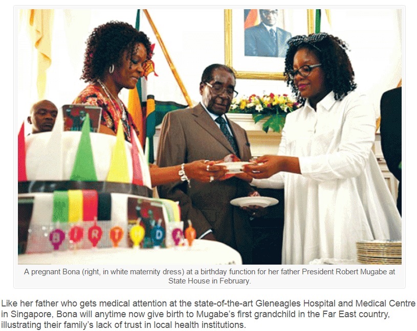 ムガベ大統領の誕生日を祝う娘ボナさん（右）（出典：http://www.theindependent.co.zw）