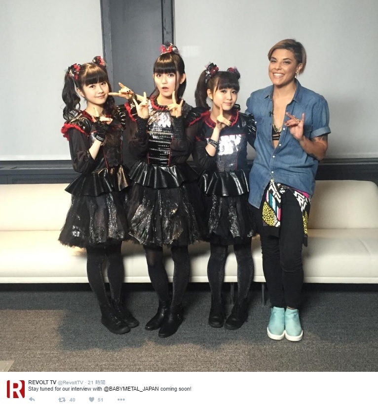 REVOLT TVに出演したBABYMETAL（出典：https://twitter.com/RevoltTV）