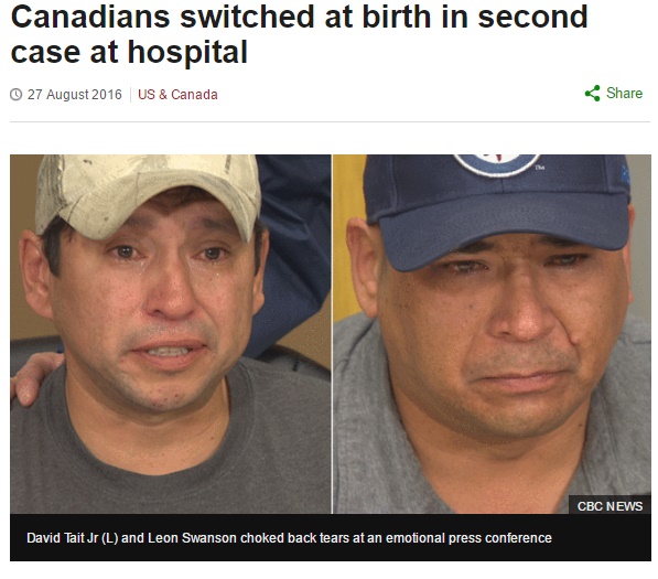 カナダで41年前の新生児取り違え事件が発覚（出典：http://www.bbc.com）