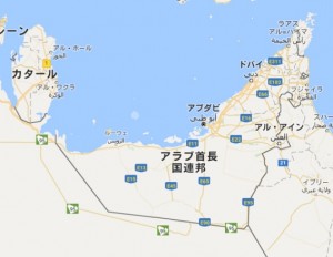 ドーハとドバイ　画像引用：Google Map