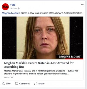 メーガンの未来の義姉？　ダーレーン（画像は『TMZ　2018年1月5日付Facebook「Not very Royal - Meghan Markle’s future sister-in-law was arrested after a booze-fueled altercation.」』のスクリーンショット）