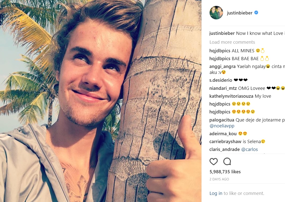 「愛とは何かがわかった」とジャスティン（画像は『Justin Bieber　2018年1月17日付Instagram「Now I know what Love is」』のスクリーンショット）