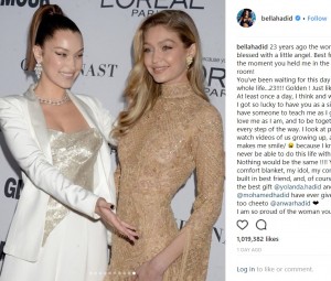 モデル界の“最強姉妹”ジジ＆ベラ・ハディッド（画像は『bellahadid　2018年4月23日付Instagram「23 years ago the world was blessed with a little angel.」』のスクリーンショット）