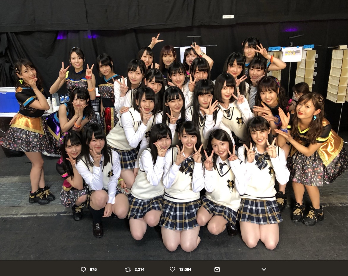 ドラフト3期生も初参加した『NMB48全国握手会』（画像は『山本彩　2018年5月4日付Twitter「朝からのミニライヴに握手会 お越し下さった皆様 長丁場ありがとうございました」』のスクリーンショット）