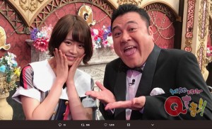 山崎怜奈と“ザキヤマ”こと山崎弘也（画像は『クイズプレゼンバラエティー Qさま!!（テレビ朝日）　2018年8月4日付Twitter「8月6日（月）よる8時30分からの ＃Qさま は来日外国人が選んだ！夏の日本の名所・絶景・世界遺産ベスト20から出題SP」』のスクリーンショット）