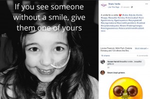 Facebook側に投稿を禁じられた写真（画像は『Shais Smile　2019年1月25日付Facebook「A smile for a smile」』のスクリーンショット）