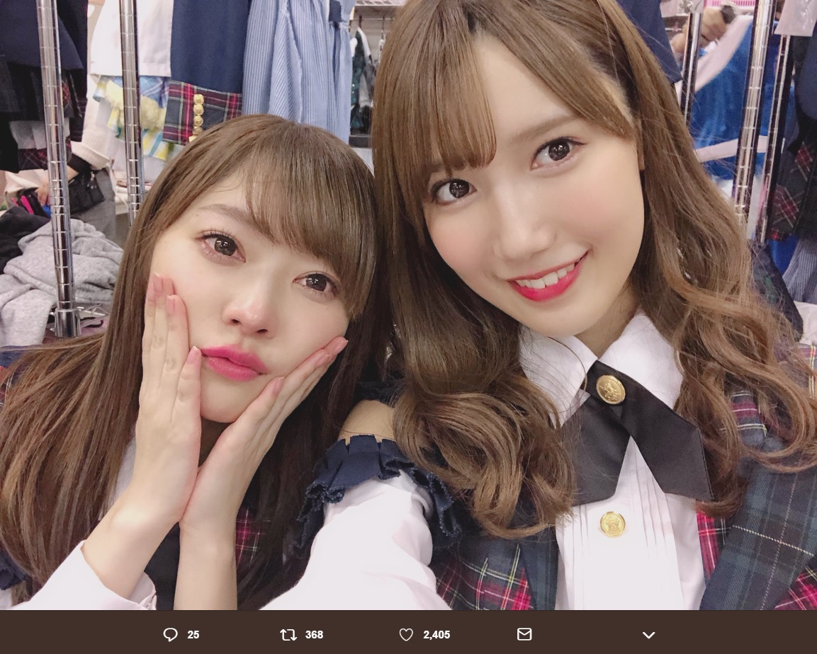 指原莉乃と田中菜津美（画像は『田中菜津美　2019年1月12日付Twitter「＃指原莉乃生誕祭2018 ありがとうございました」』のスクリーンショット）