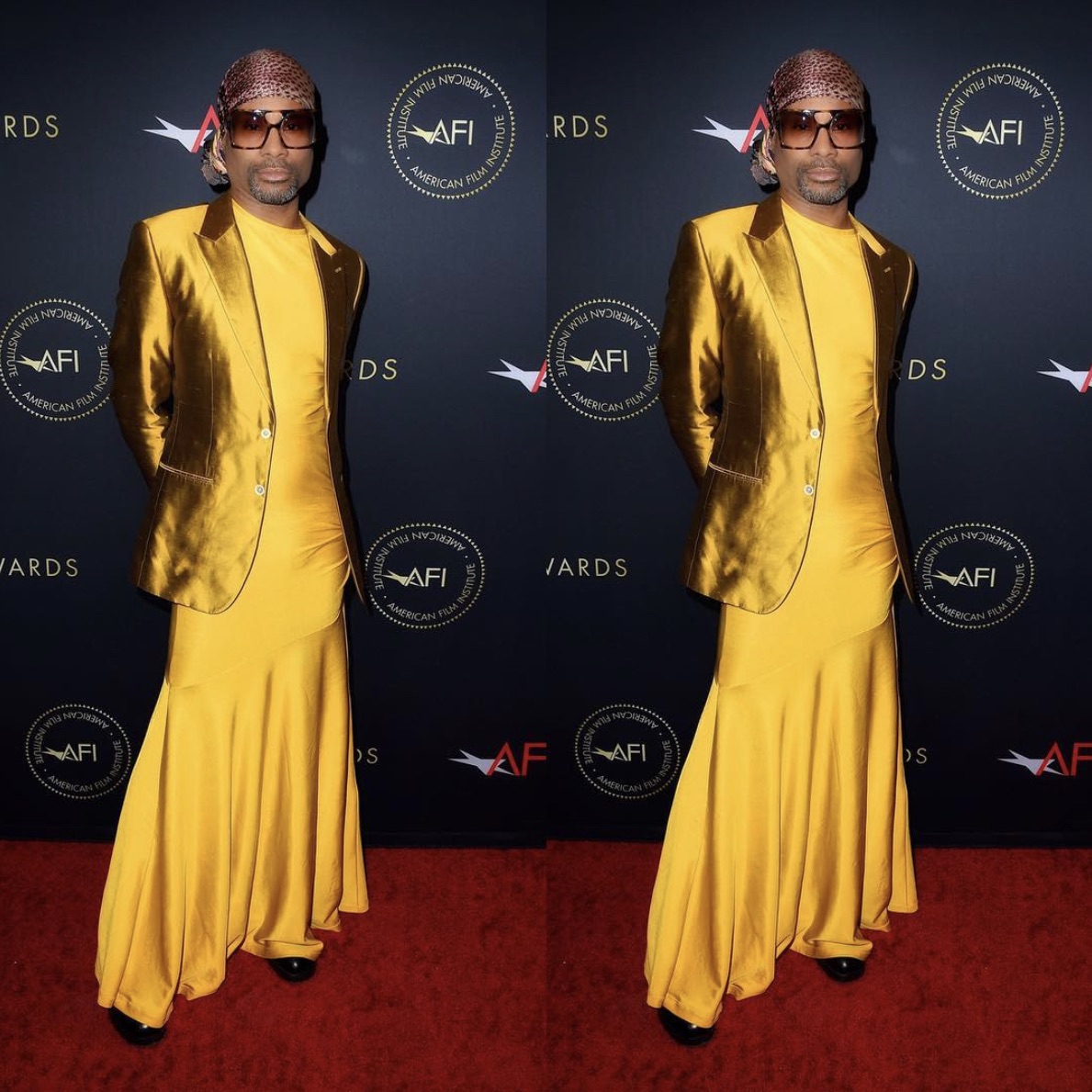 「19th Annual AFI Awards」ではイエローのスカートで登場したビリー・ポーター（画像は『Billy Porter　2019年1月31日付Instagram「The category is：ORGANIC GOLDEN HONEY.」』のスクリーンショット）