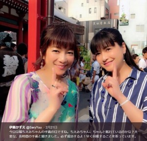 堀ちえみと伊藤かずえ、ロケでのオフショット（画像は『伊藤かずえ　2019年2月22日付Twitter「今日は堀ちえみちゃんの手術の日ですね。」』のスクリーンショット）