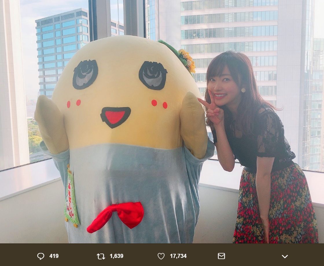 指原莉乃「相変わらずセンス良かった…ふなっしー」（画像は『指原莉乃　2019年5月22日付Twitter「次の今くらはひっさしぶりにふなっしーと共演！」』のスクリーンショット）