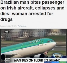 【海外発!Breaking News】コカイン包が胃の中で破裂。機内で壮絶な死を遂げた“運び屋”(アイルランド)