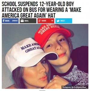 【海外発！Breaking News】トランプ支持のキャップをかぶって登校した少年、集団暴力を受け停学処分まで