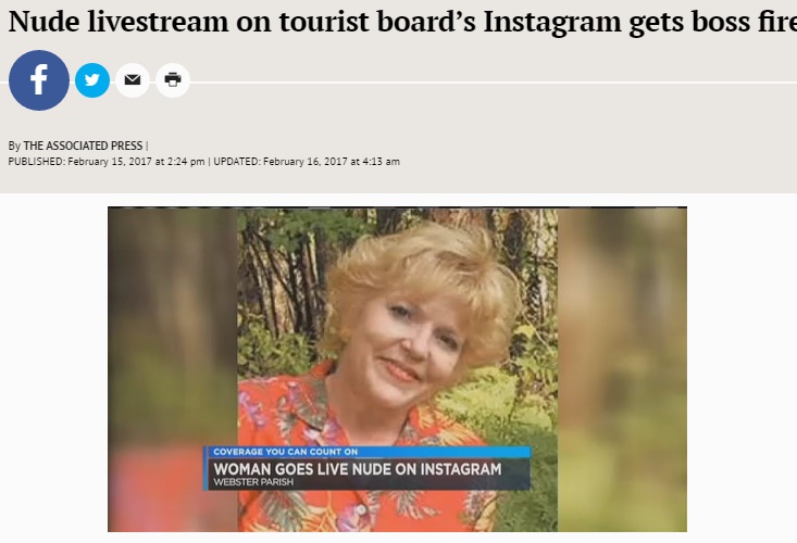 61歳女性、インスタグラムに仰天動画を投稿（出典：http://www.mercurynews.com）