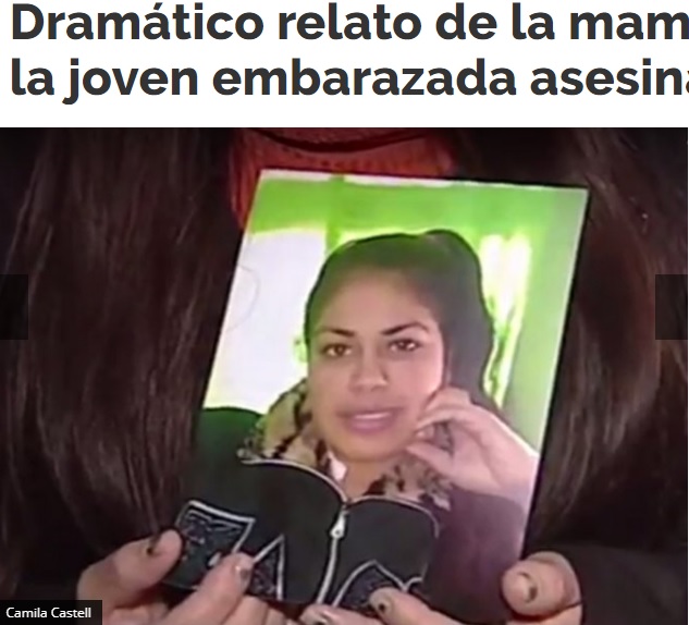 死の直前に出産した女性（画像は『Minutouno.com　2017年7月19日付「Dramático relato de la mamá de Camila, la joven embarazada asesinada en Merlo」（Camila Castell）』のスクリーンショット）
