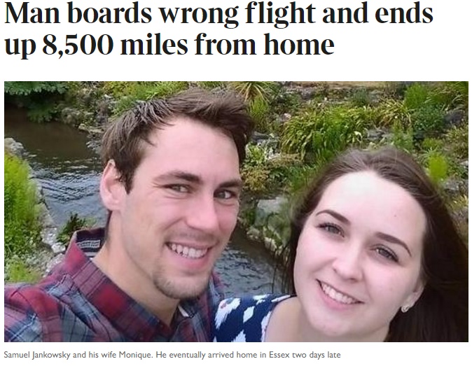 英男性、ドイツから帰国するフライトはなぜかラスベガスに（画像は『The Times UK　2017年8月14日付「Man boards wrong flight and ends up 8,500 miles from home」』のスクリーンショット）