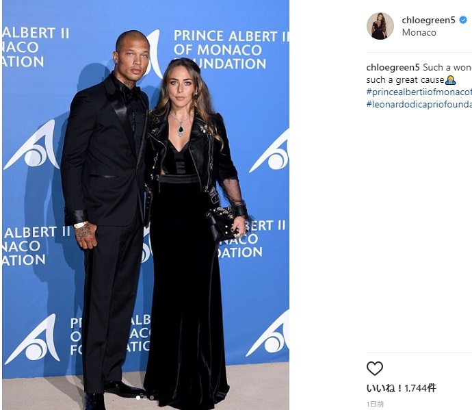 ジェレミー・ミークスとご令嬢恋人（画像は『Chloe green　2017年9月29日付Instagram「Such a wonderful evening for such a great cause」』のスクリーンショット）