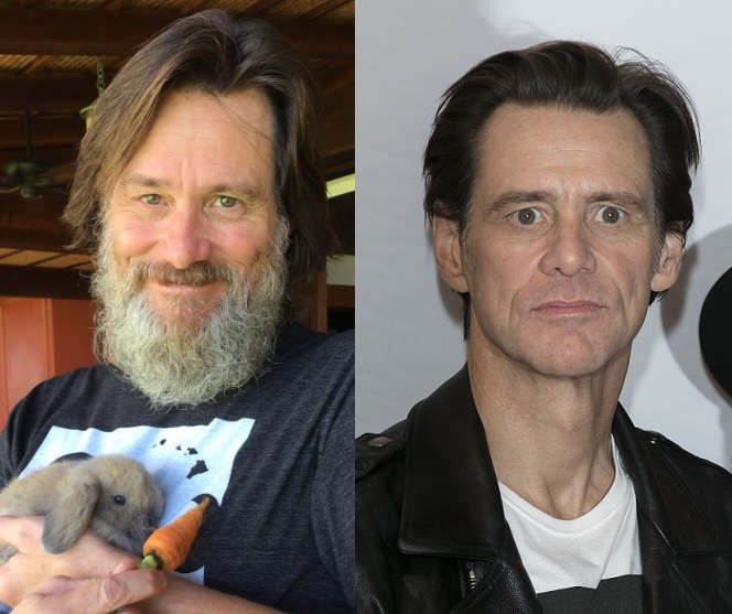 ジム・キャリーが激やせ、何があったのか（画像・左は『Jim Carrey　2017年4月15日付Twitter「Happy Easter or Passover or whatever reason you can find to feel warm and fuzzy.」』のスクリーンショット）