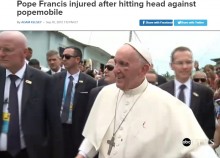 【海外発！Breaking News】ローマ法王、パレード車が揺れて額から流血　笑い飛ばせる余裕は過去の職業経験から!?