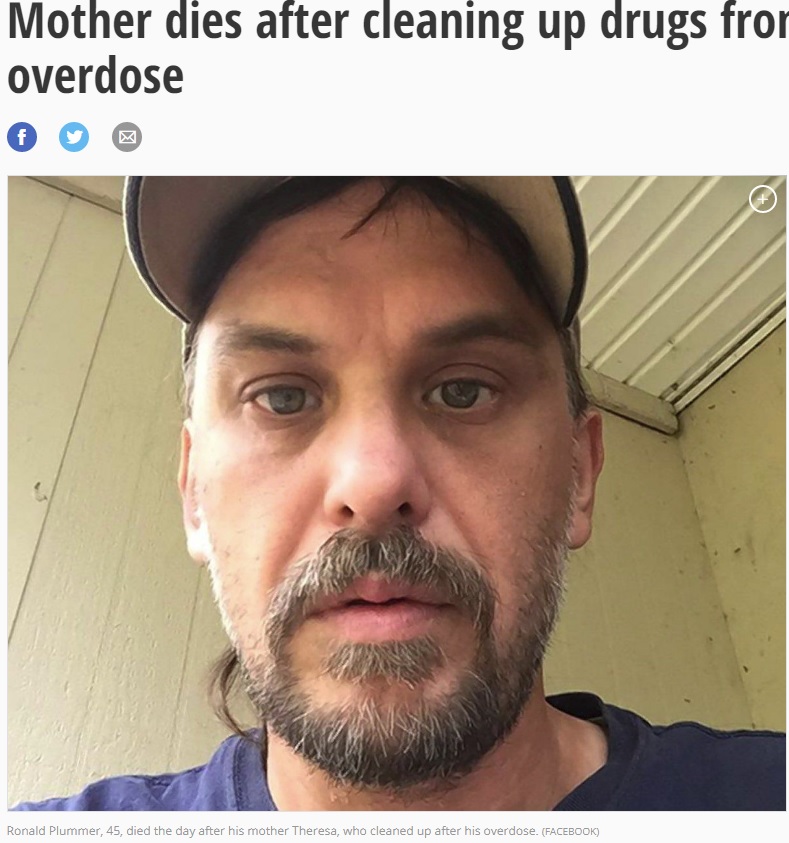 薬物過剰摂取で母を巻き添えにして死亡した男性（画像は『NY Daily News　2017年11月16日付「Mother dies after cleaning up drugs from son’s suspected overdose」（Facebook）』のスクリーンショット）