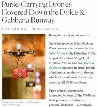 【海外発！Breaking News】ファッションモデル失業の危機？　「D＆G」ショーでドローンがバッグを吊るしランウェイを舞う（伊）