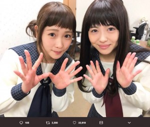 【エンタがビタミン♪】川栄李奈×浜辺美波　共演作続く2人が「さまるんとアオちん」ショット