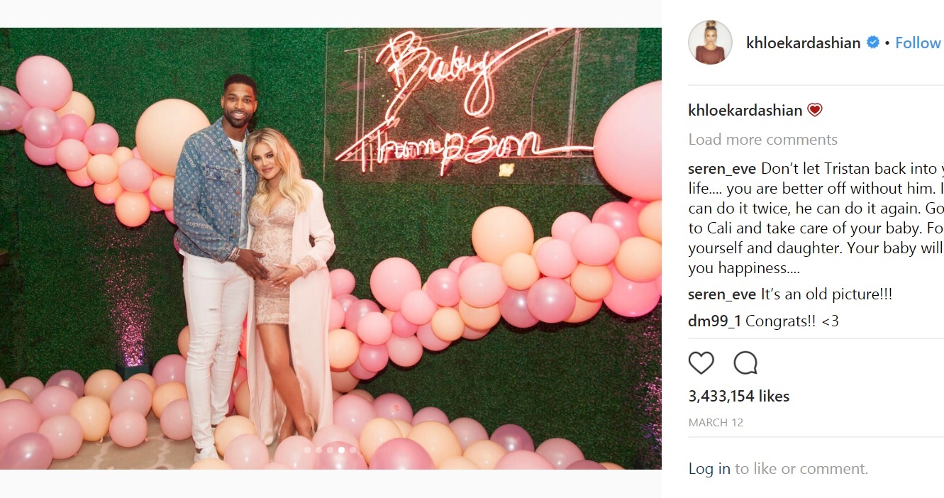 ベビーシャワーでは幸せいっぱいだった2人（画像は『Khloé　2018年3月11日付Instagram』のスクリーンショット）