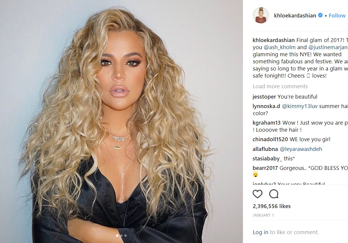 新米ママをセレブ達も応援！（画像は『Khloé　2017年12月31日付Instagram「Final glam of 2017!」』のスクリーンショット）