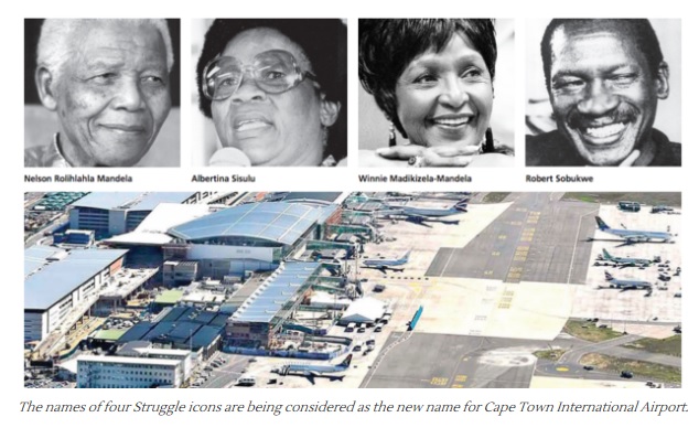 ケープタウン国際空港の改名候補者（画像は『IOL News　2018年6月4日付「WATCH: Cape Town airport renaming meeting descends into chaos」』のスクリーンショット）