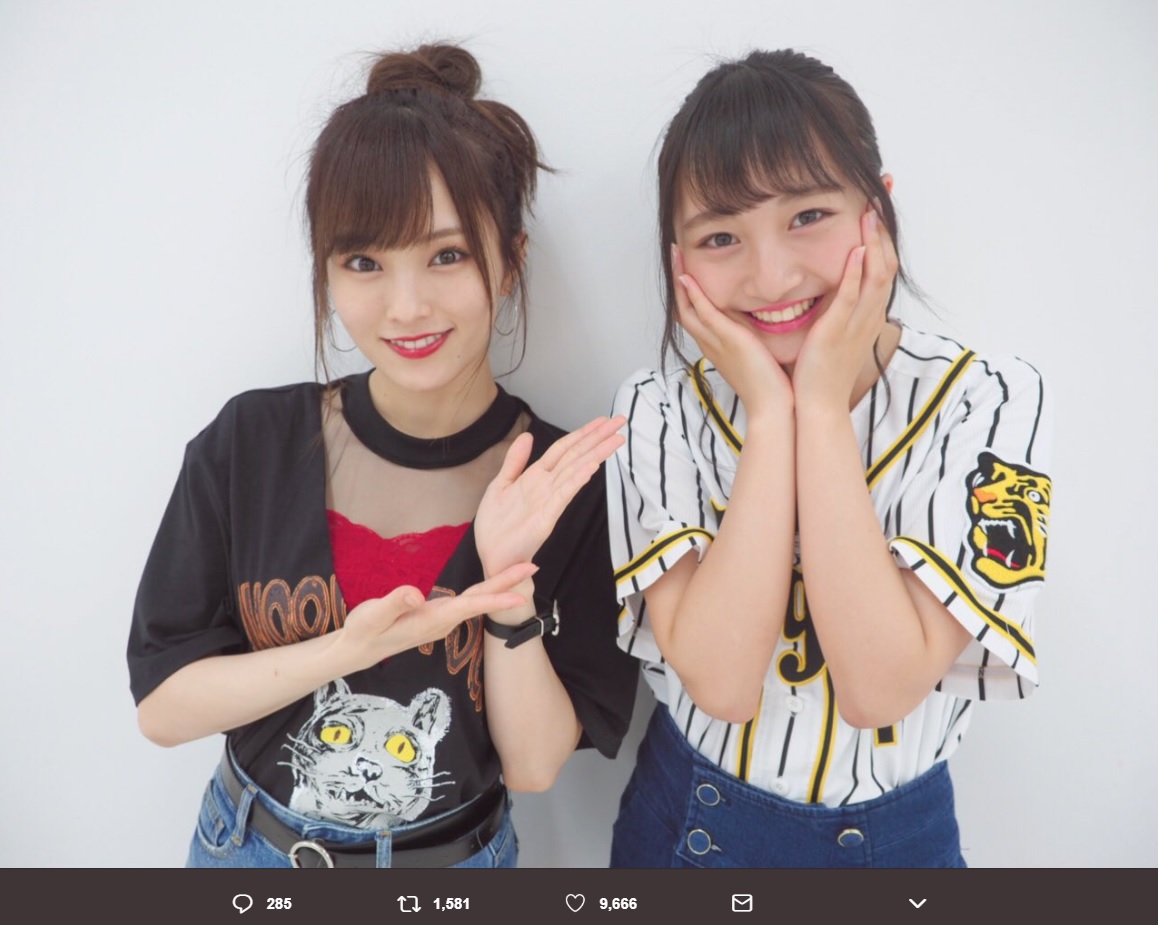 山本彩と山本彩加（画像は『山本彩　2018年7月3日付Twitter「あーやんこと山本彩加ちゃんが＃ミスセブンティーン2018 ファイナリストに選ばれております!!」』のスクリーンショット）