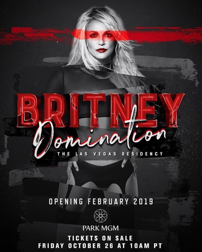 来年2月よりベガス定期公演がスタートするブリトニー（画像は『Britney Spears　2018年10月18日付Instagram「Excited to be returning to Vegas in February 2019 at the ＠parktheaterlv with a brand new show!!!」』のスクリーンショット）