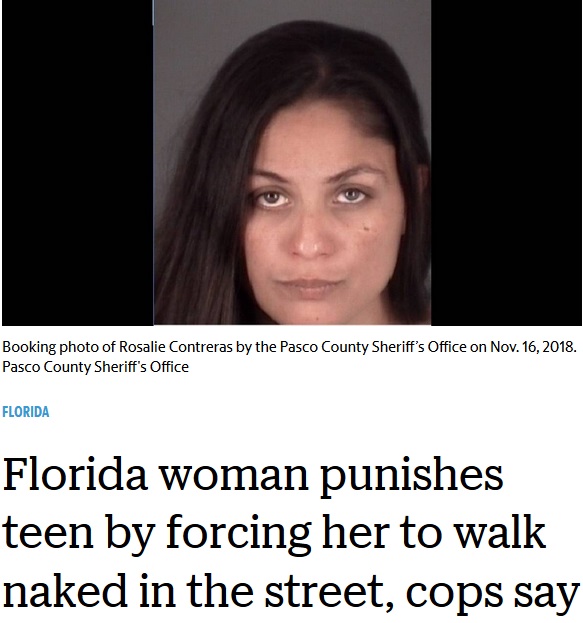 13歳少女を裸で歩くよう強要した34歳女（画像は『Miami Herald　2018年11月17日付「Florida woman punishes teen by forcing her to walk naked in the street, cops say」（Pasco County Sheriff’s Office）』のスクリーンショット）