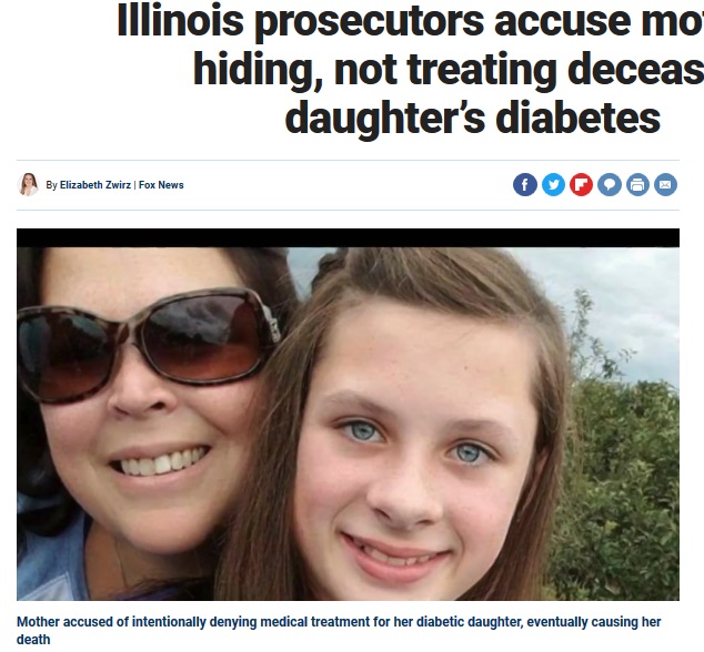 5年間も娘の糖尿病を隠した母親（画像は『Fox News　2018年12月28日付「Illinois prosecutors accuse mother of hiding, not treating deceased daughter’s diabetes」』のスクリーンショット）