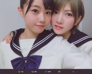 【エンタがビタミン♪】STU48岡田奈々＆瀧野由美子　2ショットに「完全にカップルの写真！」