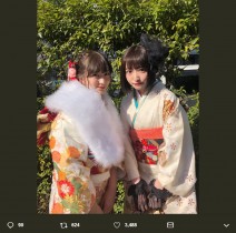 【エンタがビタミン♪】元AKB48相笠萌＆大島涼花“節目の記念写真”成人式で「コンプリート!!」　「次は結婚式」