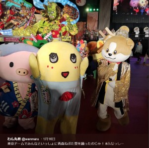 【エンタがビタミン♪】ふなっしー、わん丸君やあゆコロちゃんたちと東京ドームで“青森ねぶた祭”を踊る