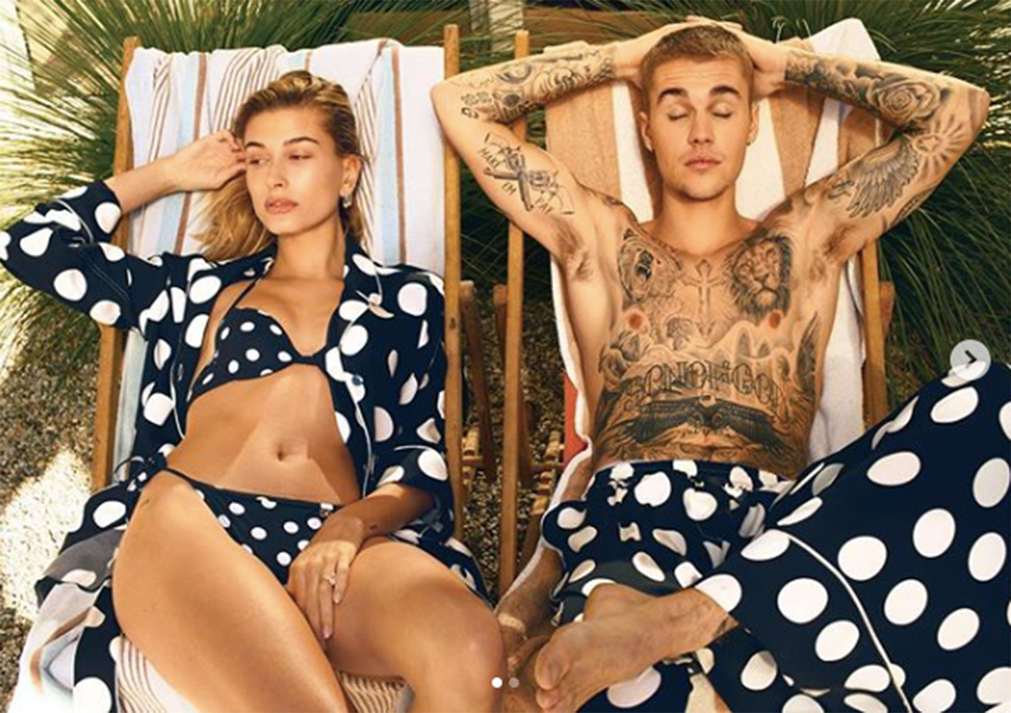 夫婦となったヘイリーとジャスティン（画像は『Hailey Rhode Bieber　2019年2月7日付Instagram「hey baby... ＠voguemagazine」』のスクリーンショット）