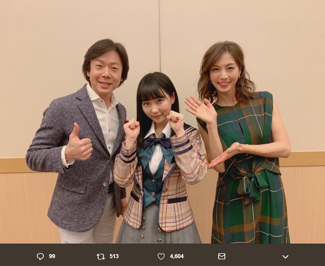 佐藤弘道、田中美久、安田美沙子（画像は『田中美久　2019年2月16日付Twitter「早速!! ＃佐藤弘道 さん ＃安田美沙子 さん ＃くまモン ちゃんにお会いしました」』のスクリーンショット）