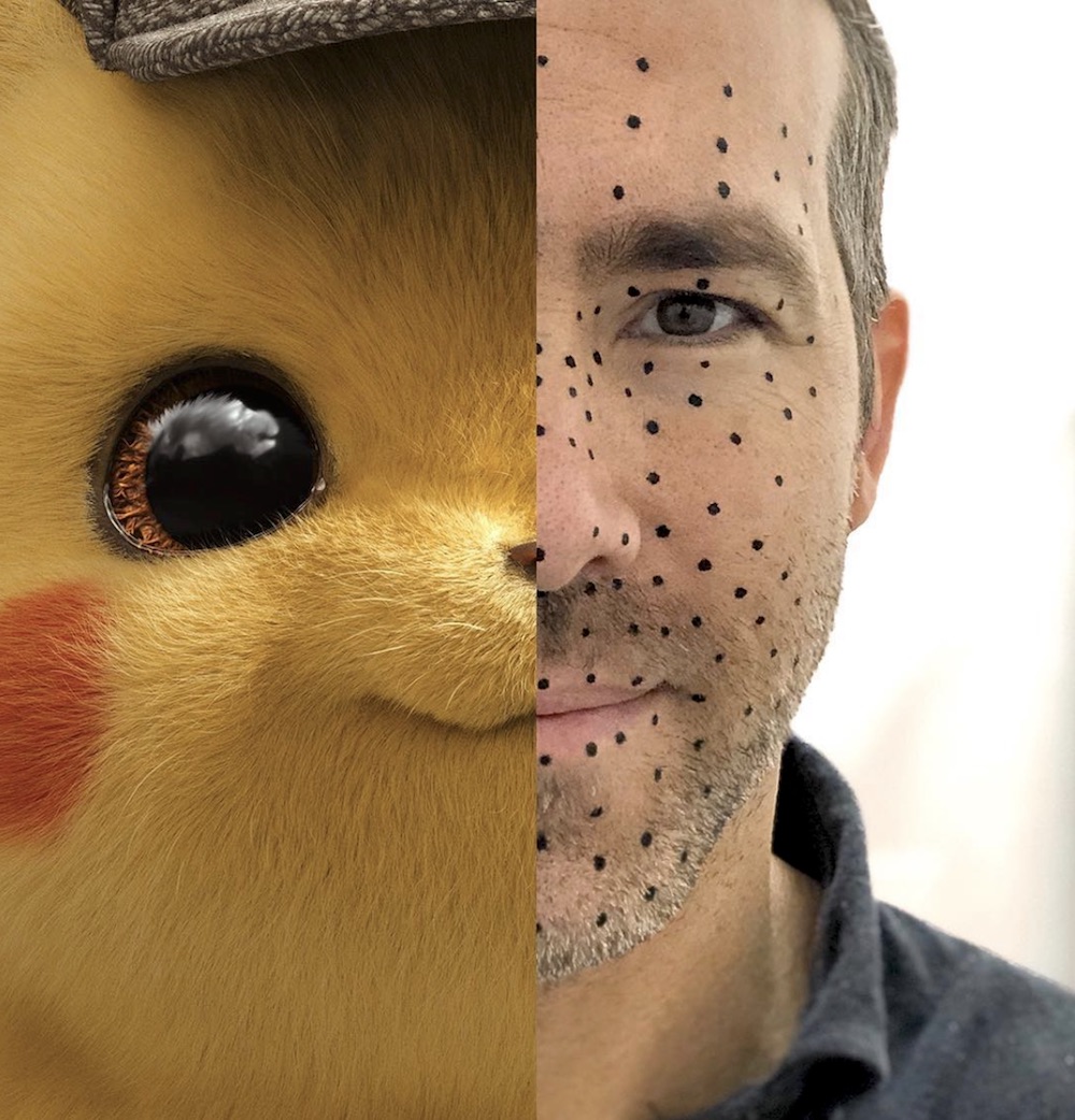 ピカチュウの声を務めるライアン・レイノルズ（画像は『Ryan Reynolds　2018年12月30日付Instagram「Pika-dots. ＃DetectivePikachu」』のスクリーンショット）