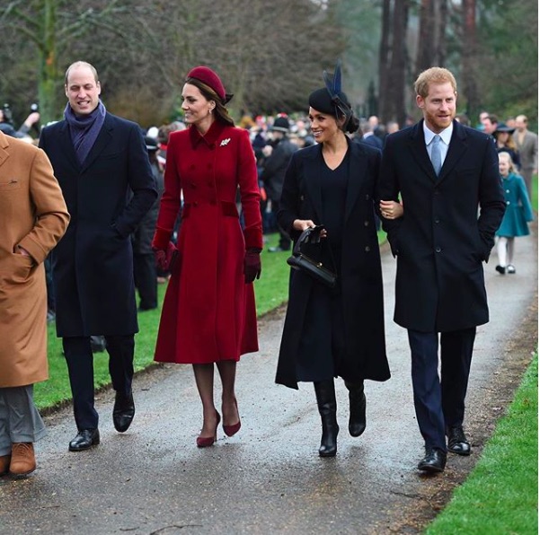 共同プロジェクトをローンチしたウィリアム王子夫妻とヘンリー王子夫妻（画像は『Kensington Palace　2018年12月25日付Instagram「Merry Christmas!」』のスクリーンショット）