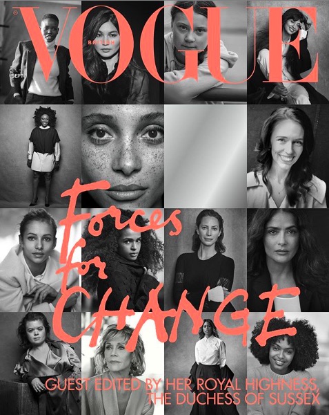 メーガン妃が“編集者デビュー”を飾った英版『VOGUE』9月号（画像は『The Duke and Duchess of Sussex　2019年7月29日付Instagram「We are proud to announce that Her Royal Highness, The Duchess of Sussex is the Guest Editor for the September issue of ＠BritishVogue.」』のスクリーンショット）