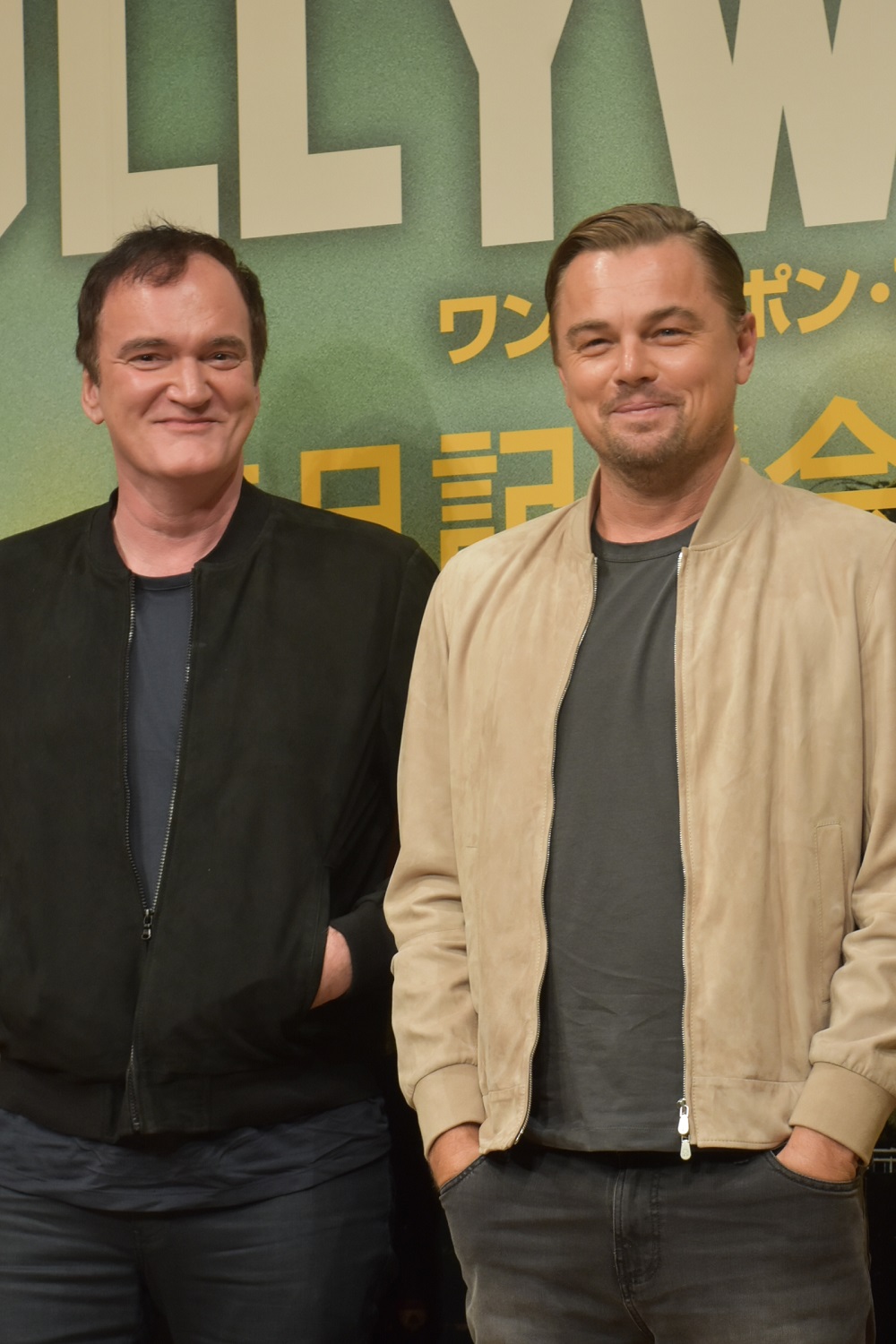 来日記者会見に出席したクエンティン・タランティーノ監督とレオナルド・ディカプリオ