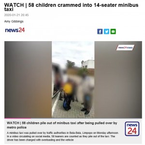 【海外発！Breaking News】定員14人のタクシーから子供が続々と降車　その数58人！（南ア）＜動画あり＞