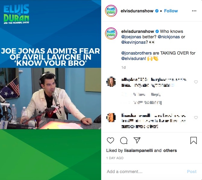 少年時代はある女性シンガーが怖かったジョー（画像は『Elvis Duran ＆ The Morning Show　2020年1月17日付Instagram「Who knows ＠joejonas better?」』のスクリーンショット）